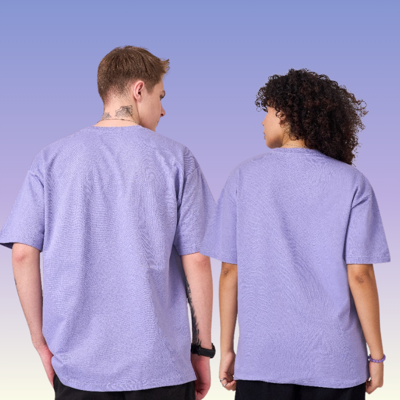 Lavender color 100% Cotton drop shoulder unisex TShirt basic. Premium heavy fabric drapes very well over your frame & is a great choice for evening wear.