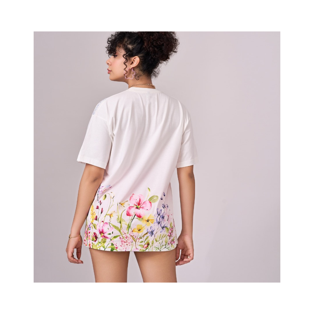 Off white color 100% Cotton oversized graphic TShirt with motivational & inspirational graphics.