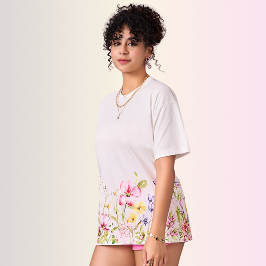 Off white color 100% Cotton oversized graphic TShirt with motivational & inspirational graphics.