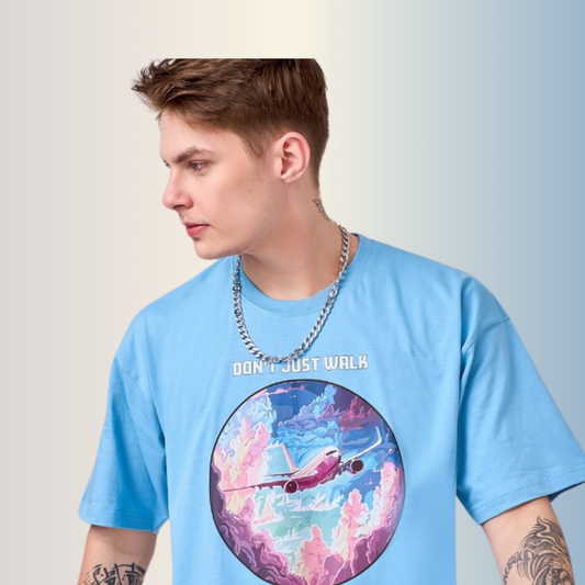 Snow Blue color unisex 100% Cotton oversized graphic TShirt with motivational & inspirational graphics.