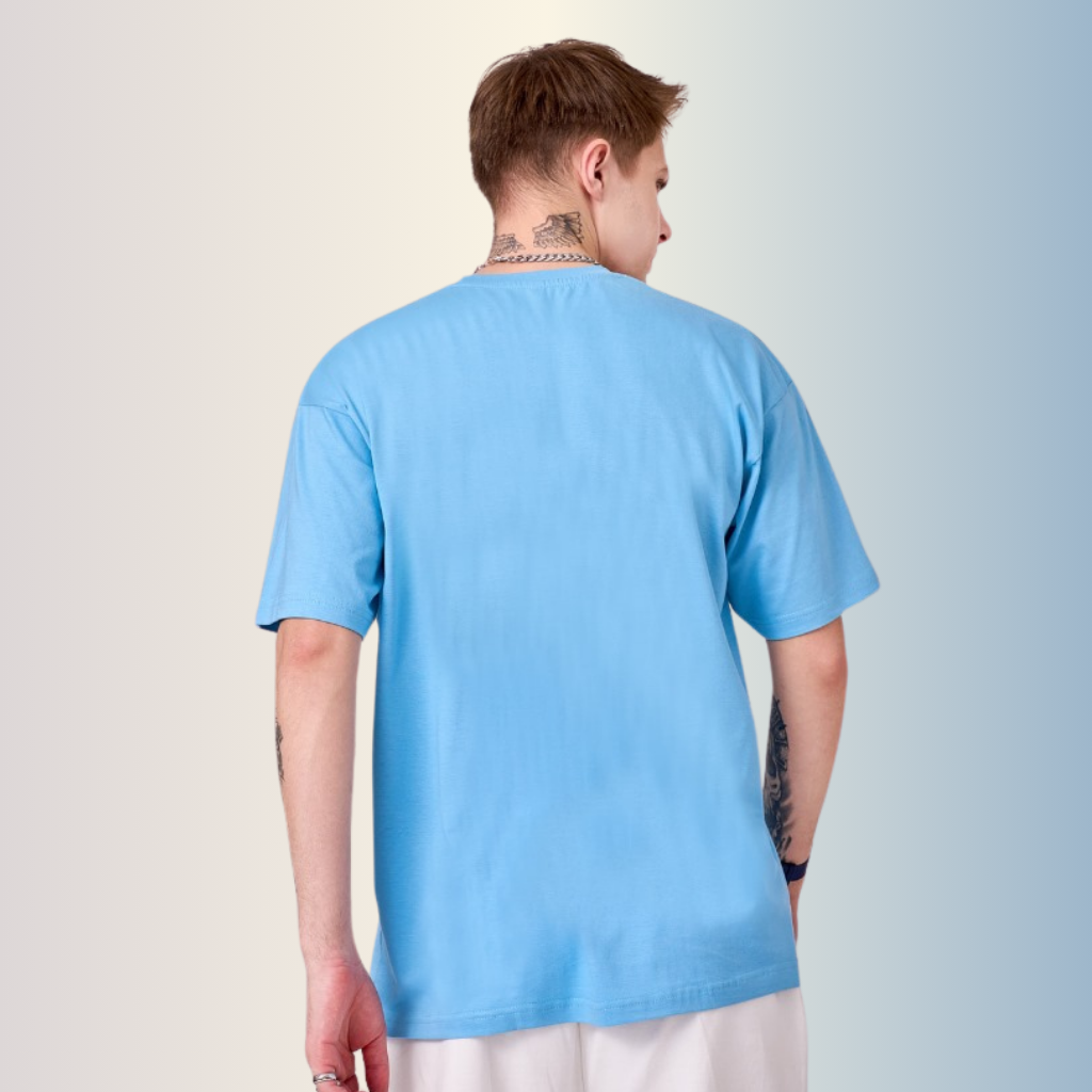 Snow Blue color unisex 100% Cotton oversized graphic TShirt with motivational & inspirational graphics.