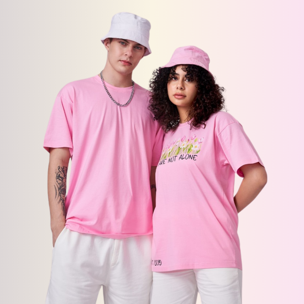 Pink color unisex 100% Cotton oversized graphic TShirt with motivational & inspirational graphics.
