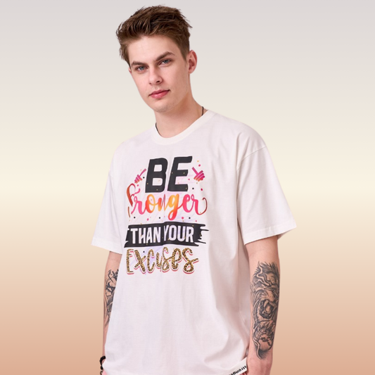 Off White color unisex 100% Cotton oversized graphic TShirt with motivational & inspirational graphics. 